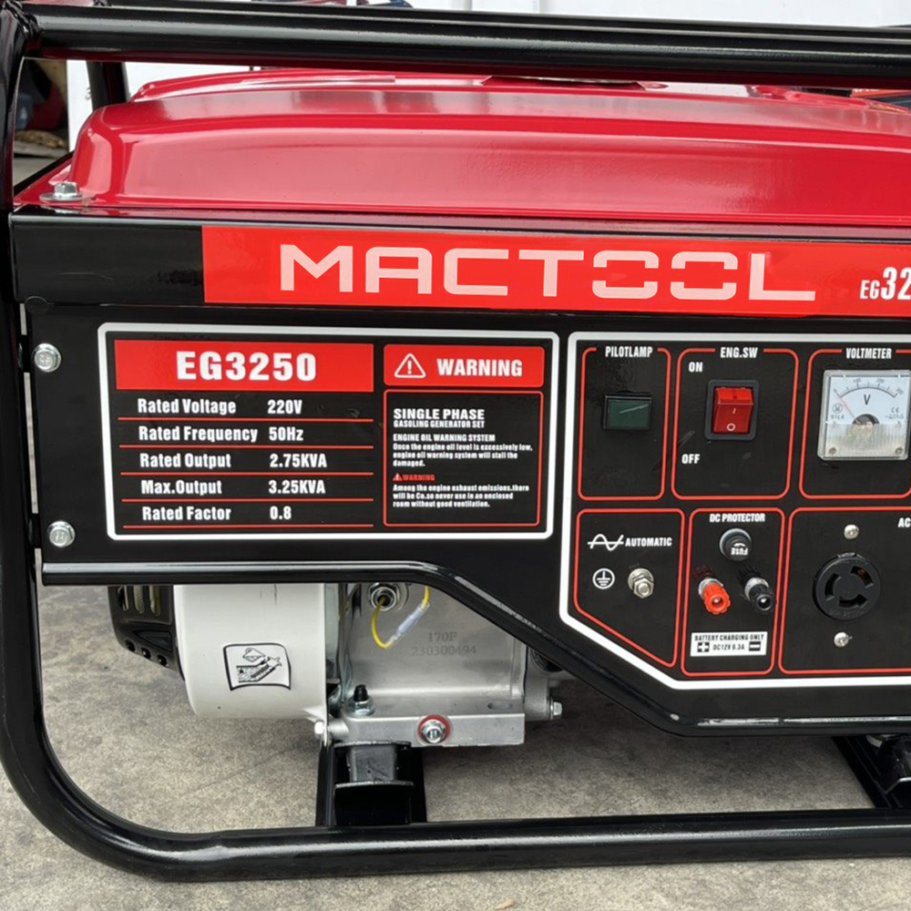 Máy phát điện chạy xăng Mactool EG3250 3.25KVA - máy phát điện gia đình lắp ráp theo tiêu chuẩn quốc tế được áp dụng phổ biến trong ngành xây dựng đời sống