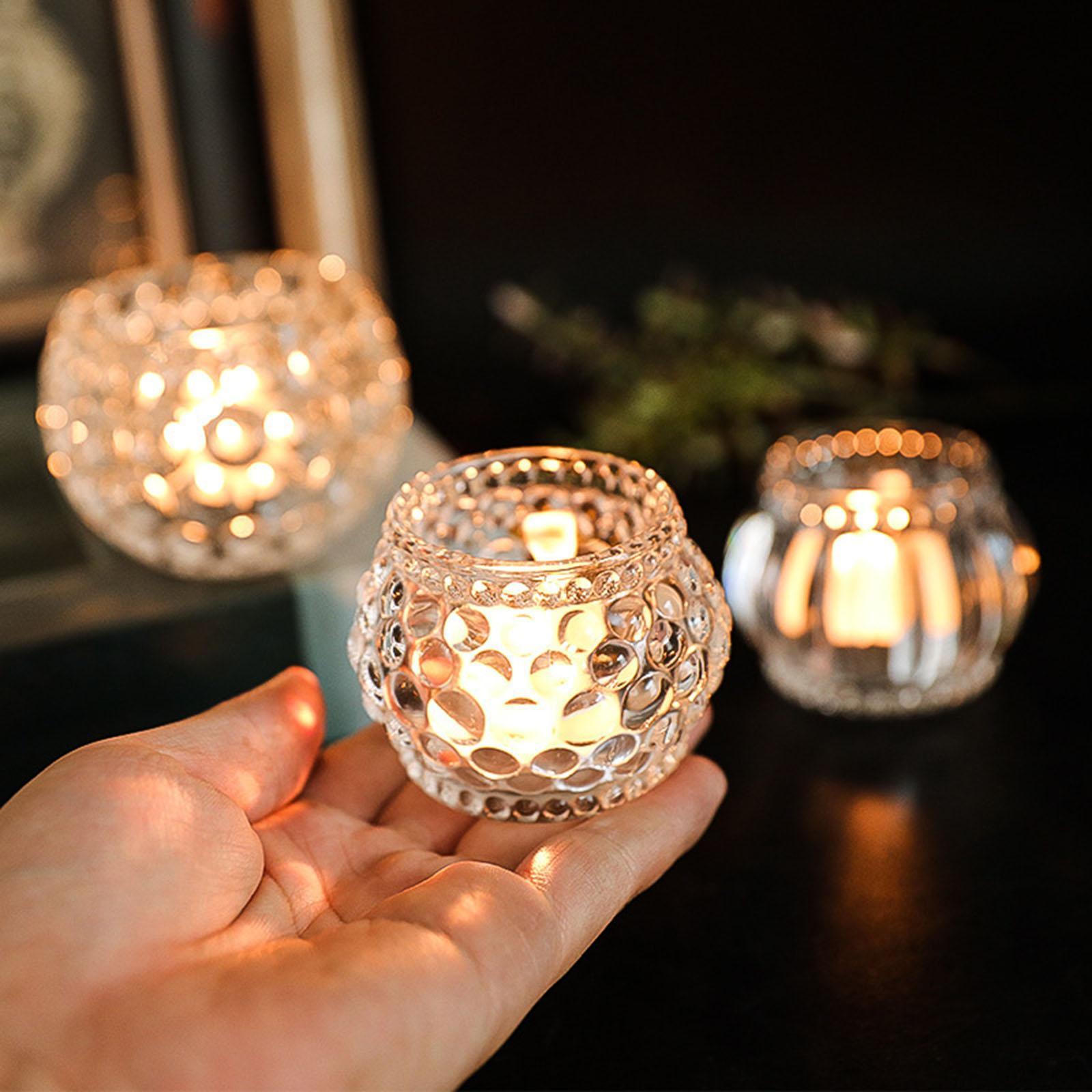 Nordic Transparent Glass Candle Holders, Round Bowl Decorative Candlestick For Coffee Shop