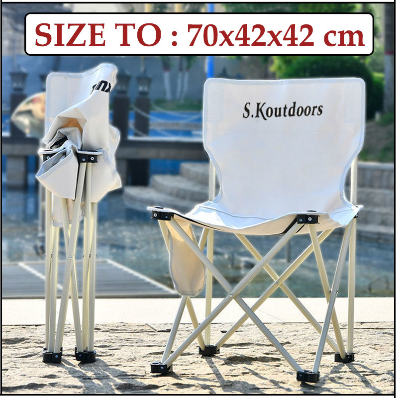 Ghế Xếp Dã Ngoại Gấp Gọn Câu Cá Cắm Trại Size Lớn Kích Thước 70X42X42 Khung Thép Sơn Tĩnh Điện