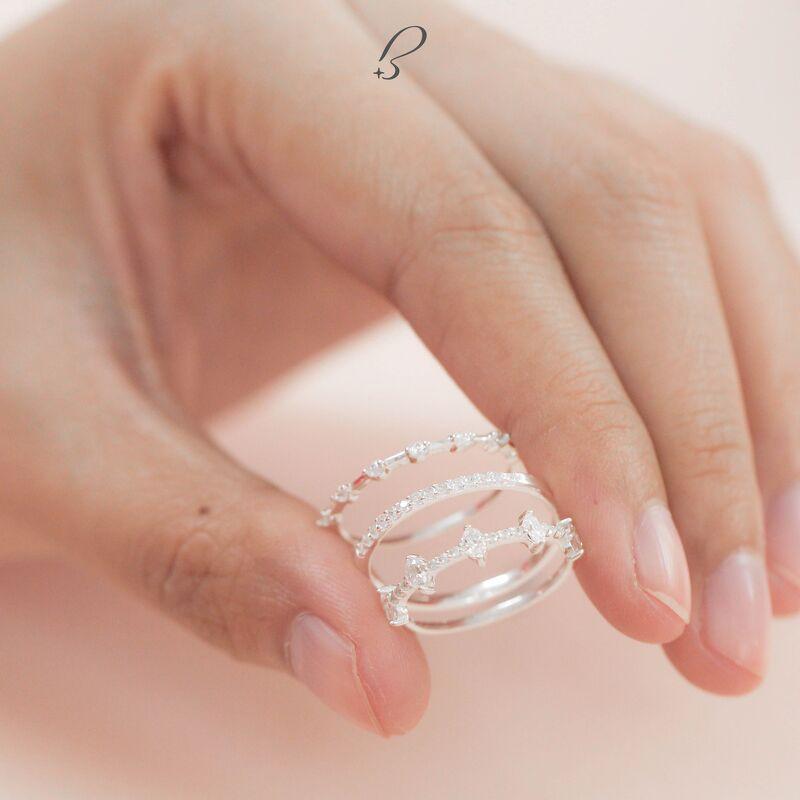 Nhẫn Bling It năm lá đính đá bạc BIN288