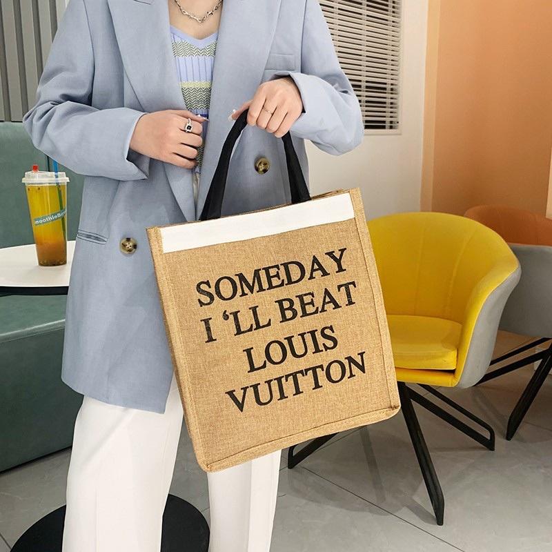 Túi cói Someday hàng Quảng Châu loại 1 dày dặn có đế lót đáy giữ form - Túi xách cói du lịch SOMEDAY đi biển đi làm