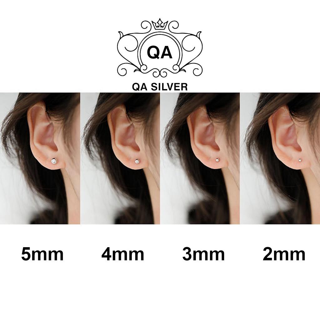 Bông tai bạc 925 bi nụ tròn khuyên nam nữ trơn tối giản S925 BASIC QA SILVER Earrings EA170508