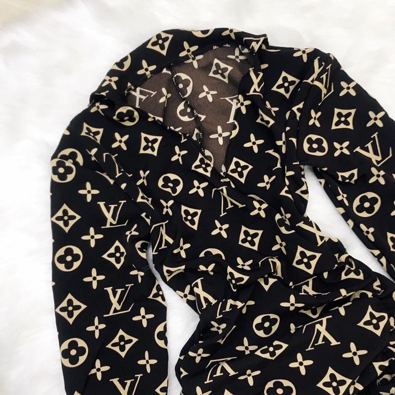 Đầm sơ mi hoạ tiết tay dài rút dây cực cá tính cài nút thật kèm hình thật