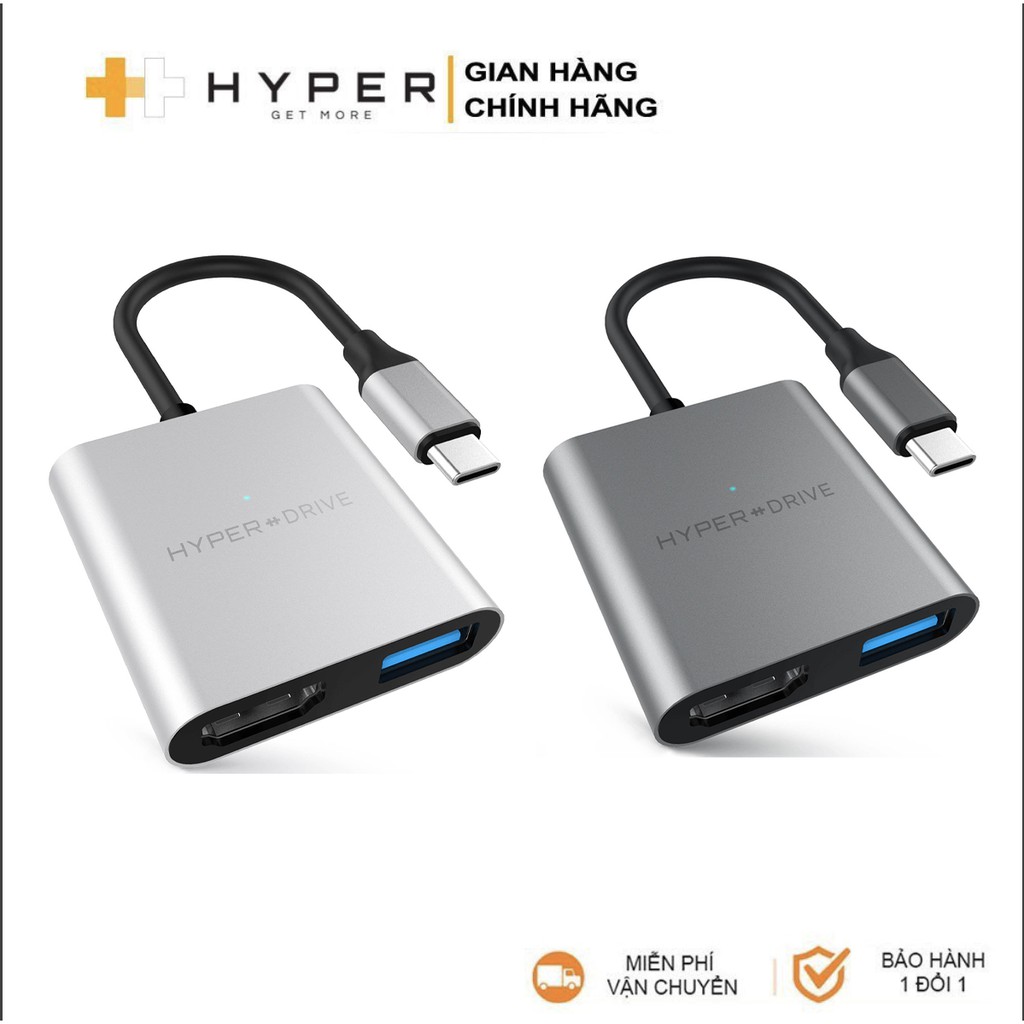 Cổng chuyển Hyper HyperDrive 4K HDMI 3-in-1 USB-C Hub dành cho Macbook, PC và Devices - Hàng Chính hãng