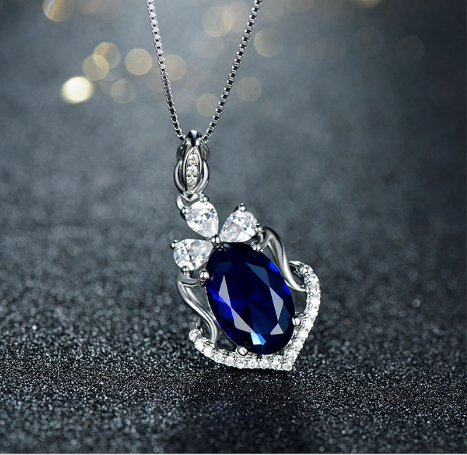 VCS017 Mặt vòng cổ đá topaz xanh lam