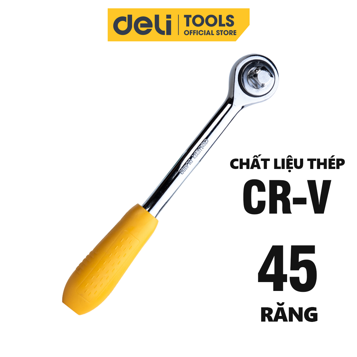 Cờ Lê Siết Lực Deli - Chất Liệu Thép CR-V Cao Cấp - Cần Siết 12.5mm - 45 Răng - Điều Chỉnh Lực, Vặn Bu Lông - DL4180