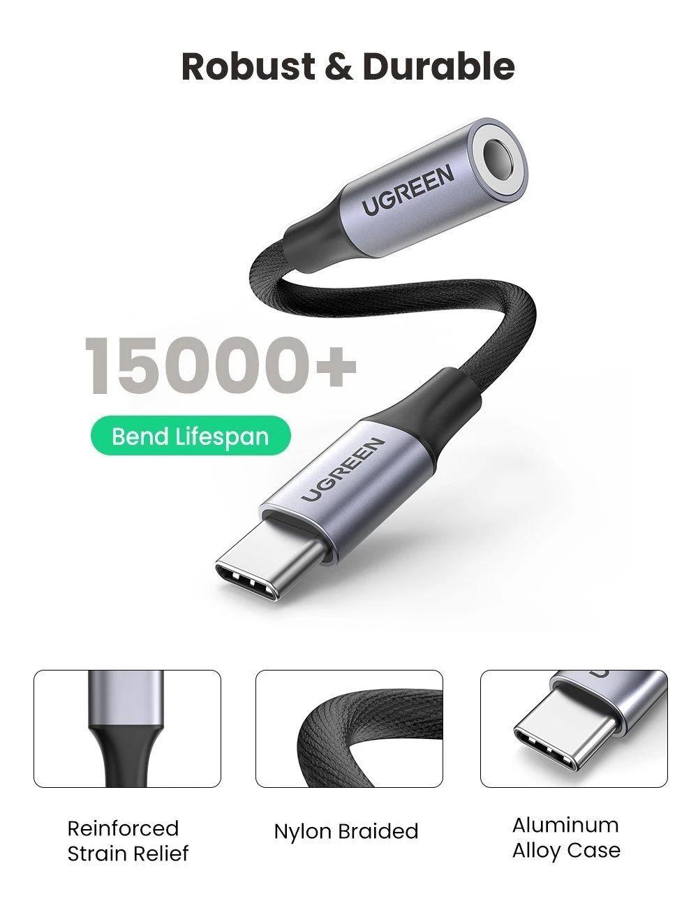 Hình ảnh Ugreen UG80154AV161TK 10cm màu xám bộ chuyển USB type C ra 3.5mm Headphone audio hỗ trợ laptop và điện thoại samsung mới - HÀNG CHÍNH HÃNG