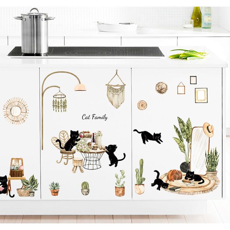 Decal dán tường trang trí - CAT FAMILY TINH NGHỊCH
