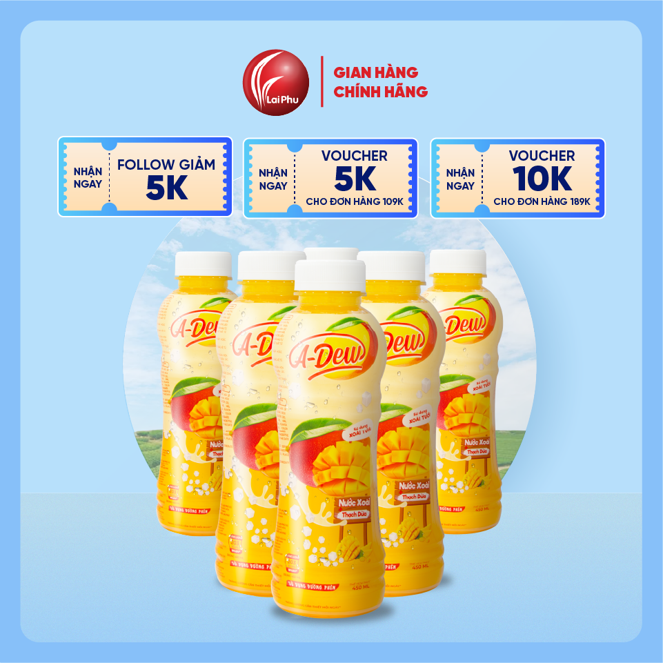 Nước Xoài Thạch Dừa A-Dew 450ml - Thùng 24 Chai