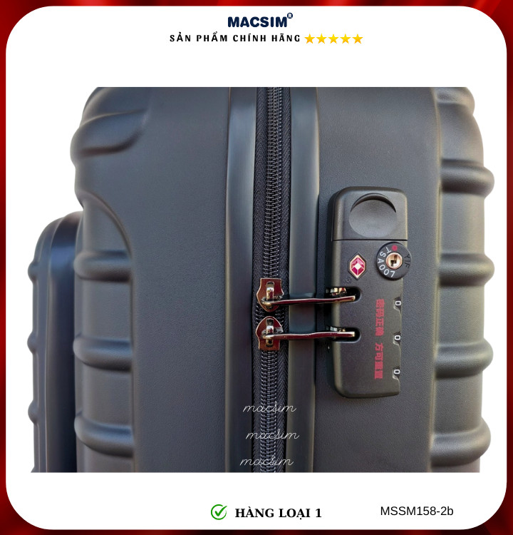 Vali cao cấp Macsim Smooire MSSM158 cỡ 20 inch đen - Hàng loại 1