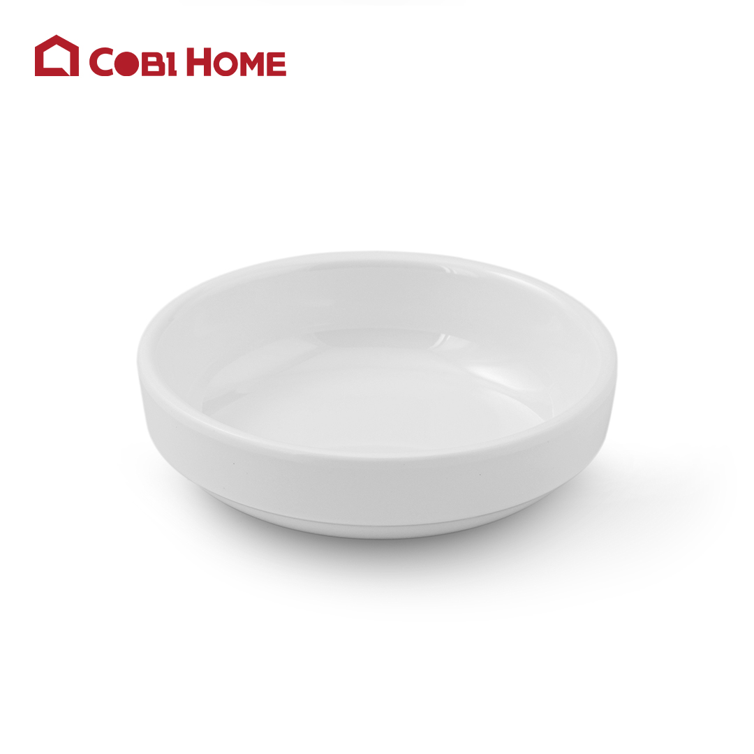 Dĩa nhựa melamine cao cấp màu trắng nhiều kích thước lựa chọn, đĩa nhựa sâu lòng