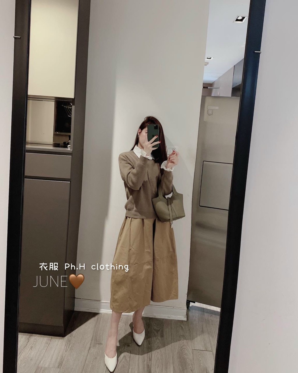 Chân váy chữ A thô midi Quảng Châu cho nữ CV210