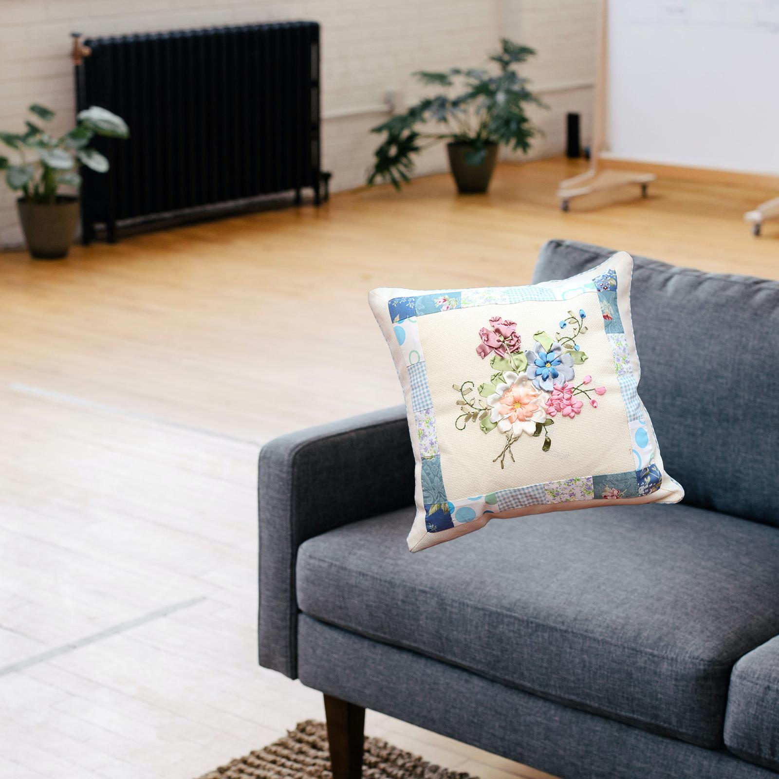 Embroidery Pillow Covers Sewing Craft Floral Pattern for Wedding Bedroom