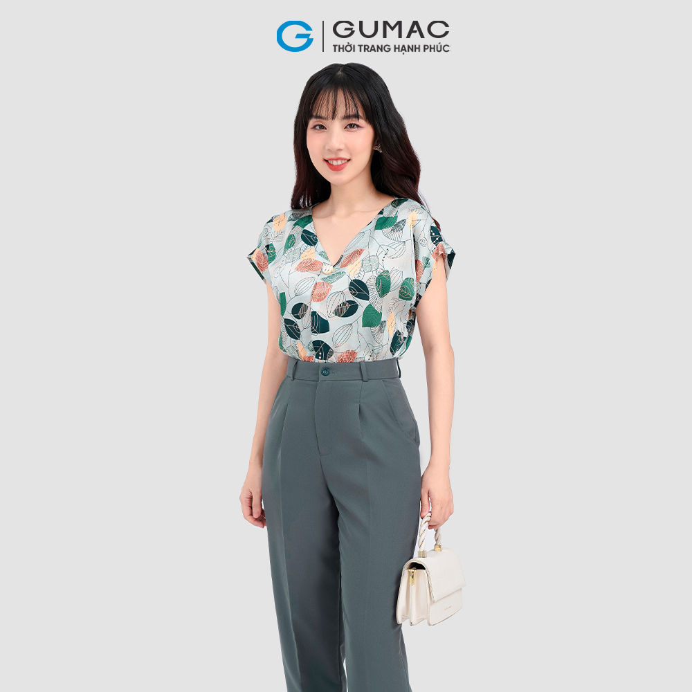 Áo kiểu tay liền phối nút GUMAC LA1009