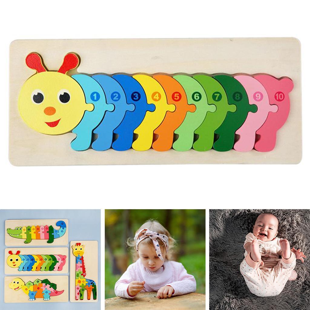 Wooden Number Puzzle Sorting Board Blocks Matching