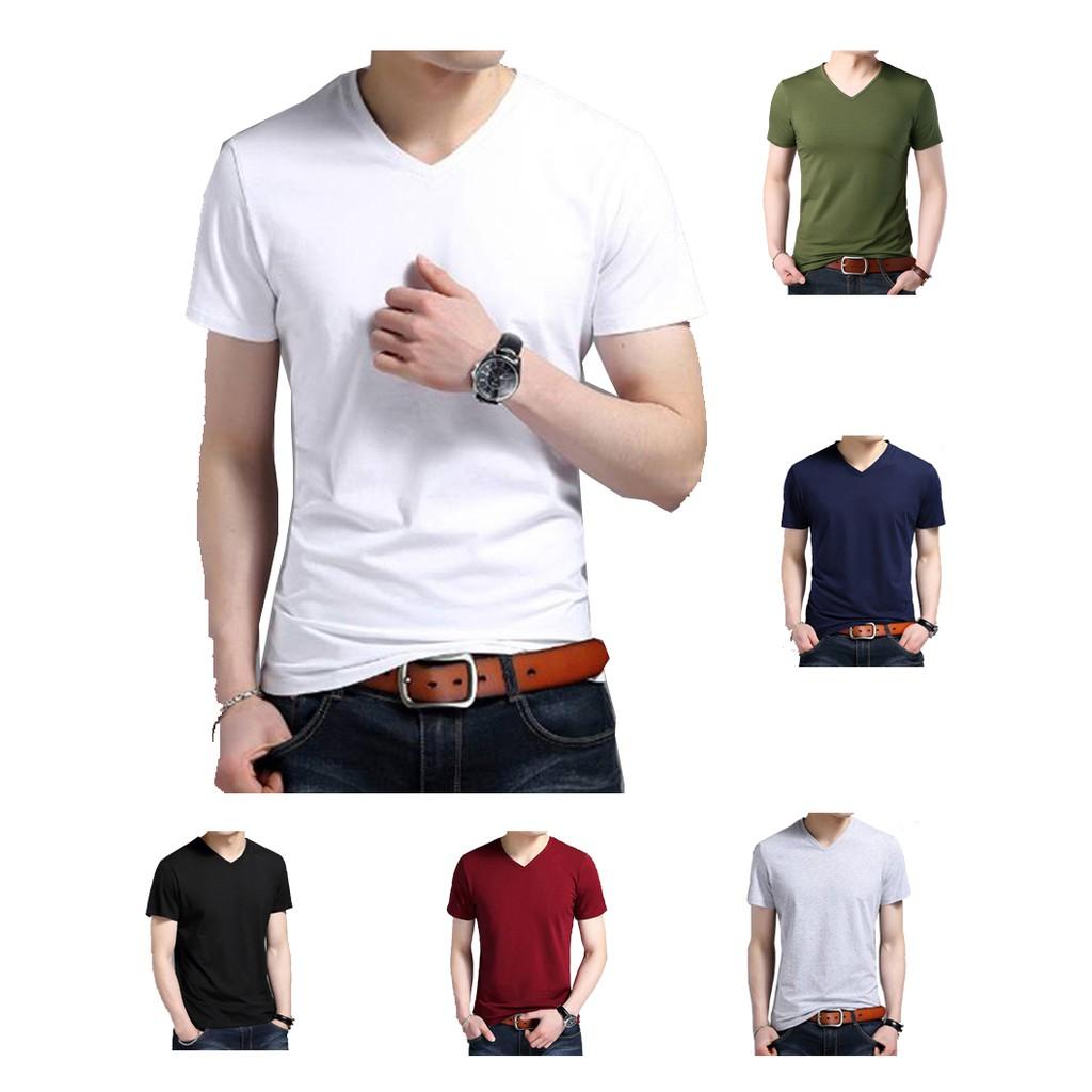 Áo thun nam cổ tim tay ngắn chất 100% cotton đẹp nhiều màu thời trang