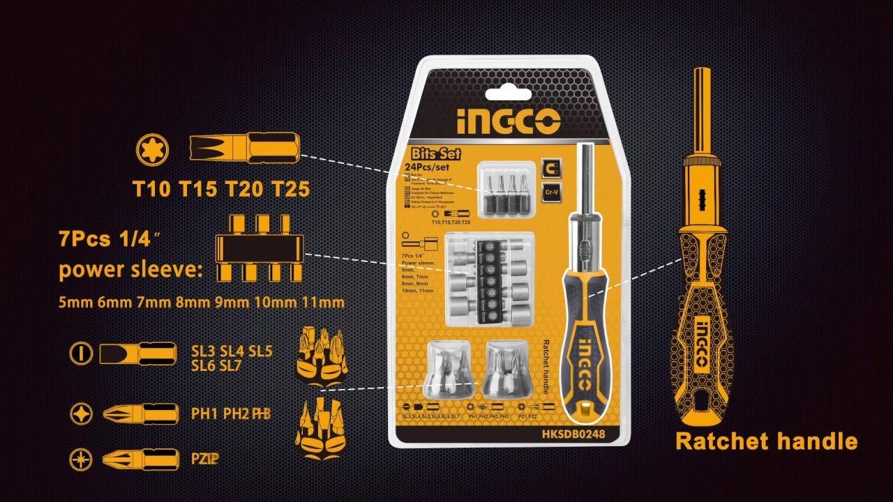 BỘ TUỐC NƠ VÍT ĐA NĂNG 24 CHI TIẾT INGCO HKSDB0248 - HÀNG CHÍNH HÃNG