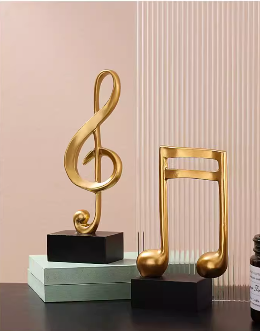 Mô hình 3 nốt nhạc, khoá sol mạ đồng bàn làm việc decor trang trí nhà cửa - Hàng chính hãng