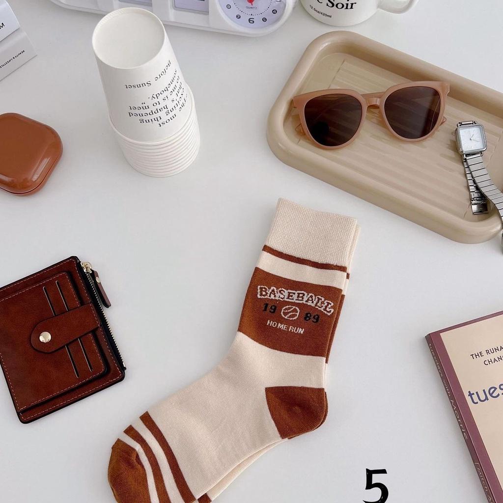 Tất Cao Cổ Nam Vớ Cao Cổ Nữ Tất Bóng Chày Xanh Đỏ Noel Vintage Phong Cách Ulzzang Hàn Quốc Cotton Mềm Mịn Camcamvintage