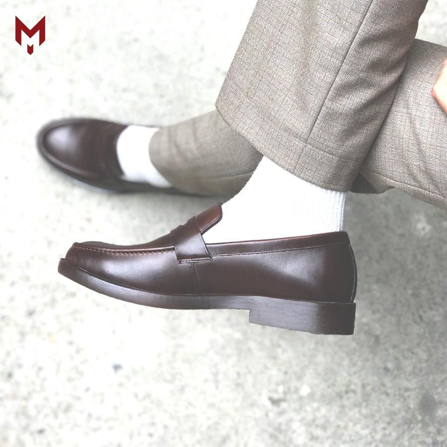 Giày lười nam da bò thời trang hàn quốc penny loafer mad brown yêu thích nhất