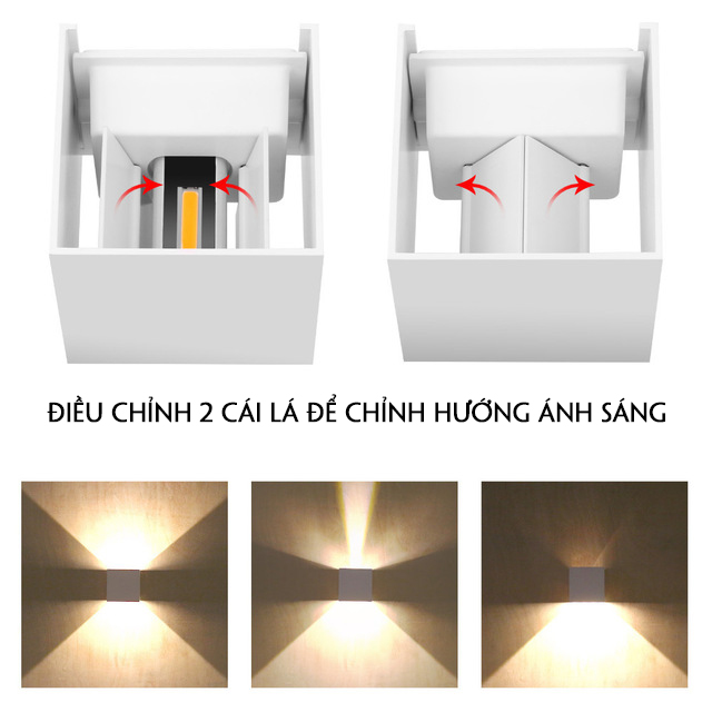 Đèn gắn tường ngoài trời hiện đại hình lập phương hắt 2 đầu .