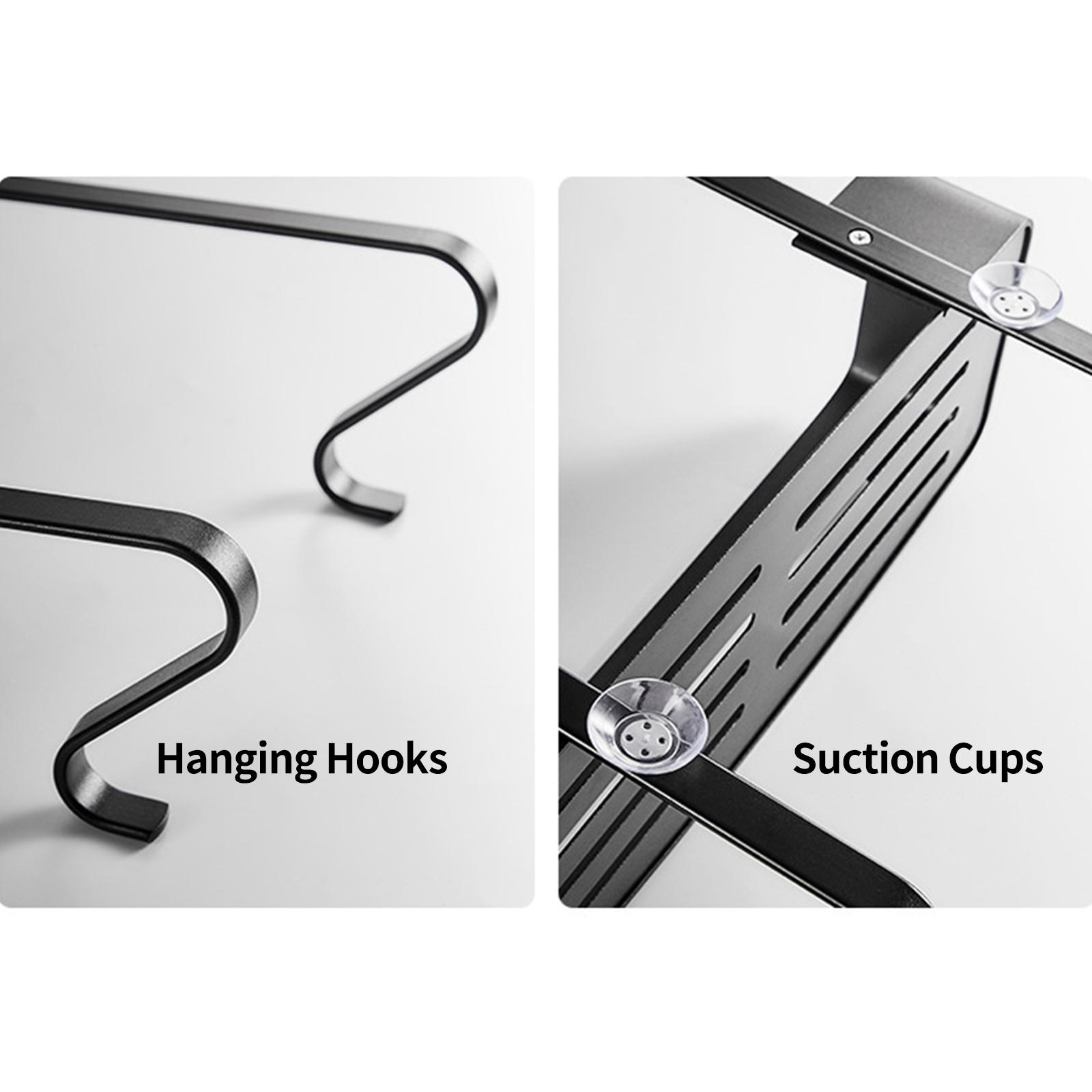 2 Tiers Over The Door Shower Caddy with Hooks Over Door Bathroom Shower Caddy Hanging Storage Organizer Shelves
