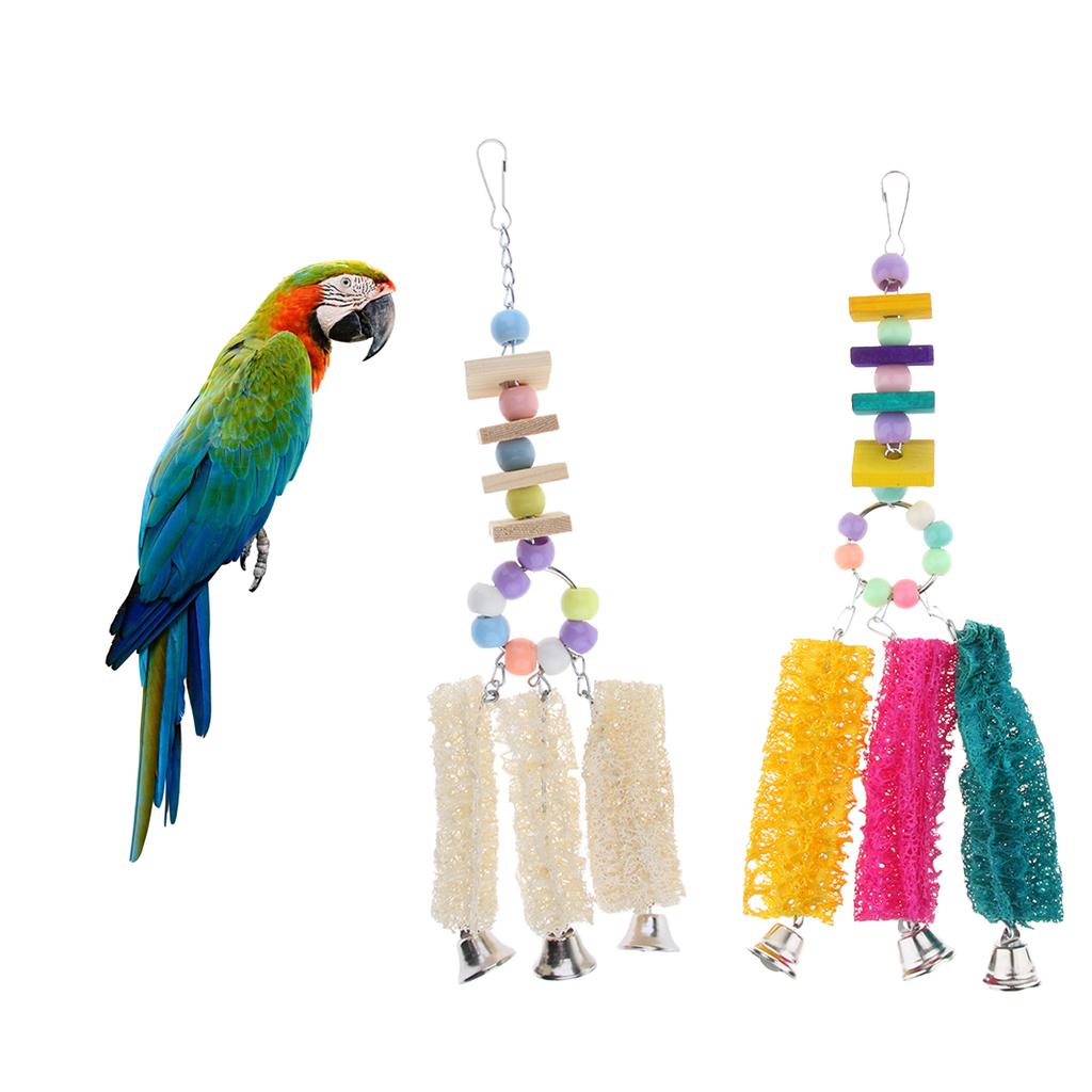 Bird Parrot Toys Pet Cage Hammock Swing Hanging Toy for Pigeon wood