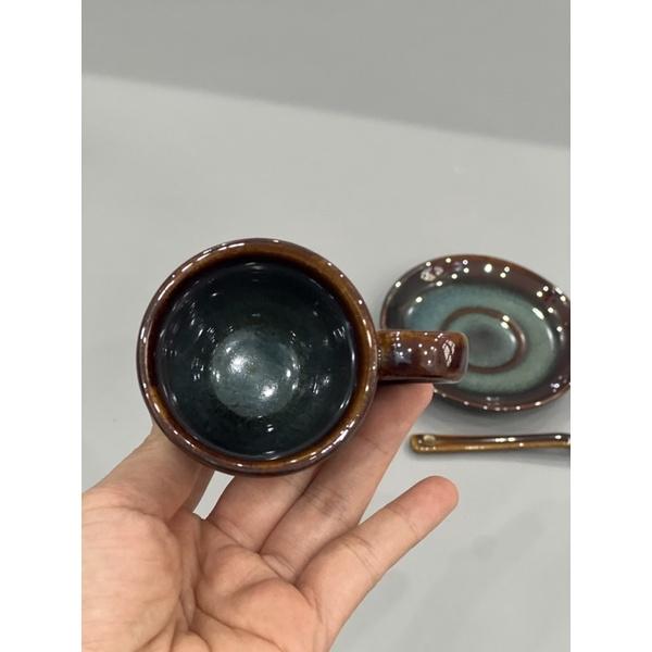 Cốc ly sứ Espresso 70ml - Men hoả biến thiên thanh, hoả biến lam - Gốm sứ Bát tràng