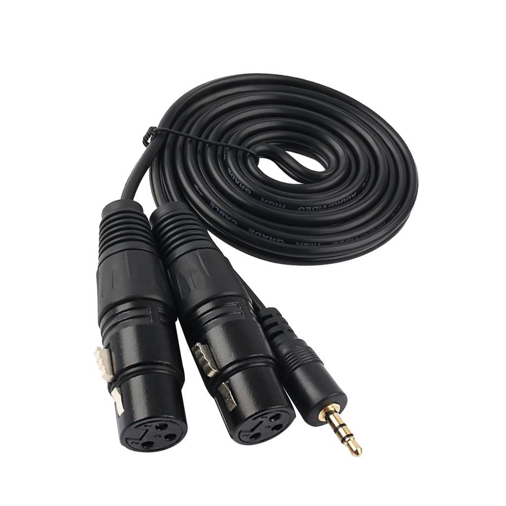 2X 3.5mm (Mini) 1/8" Stereo male to Dual XLR Female Adapter Cable