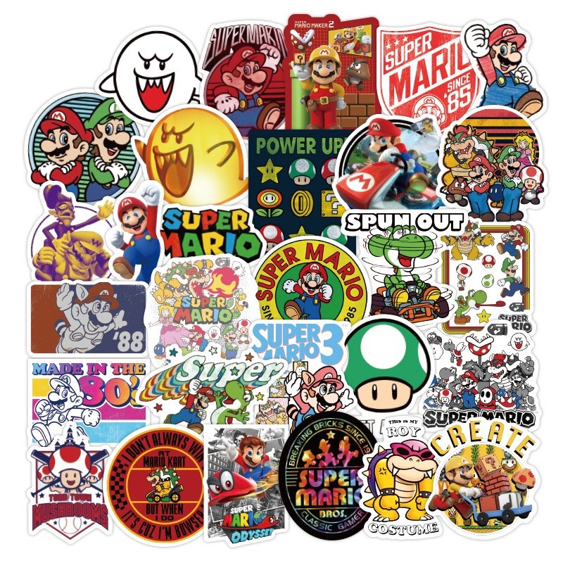 Sticker 50 miếng hình dán mario setB