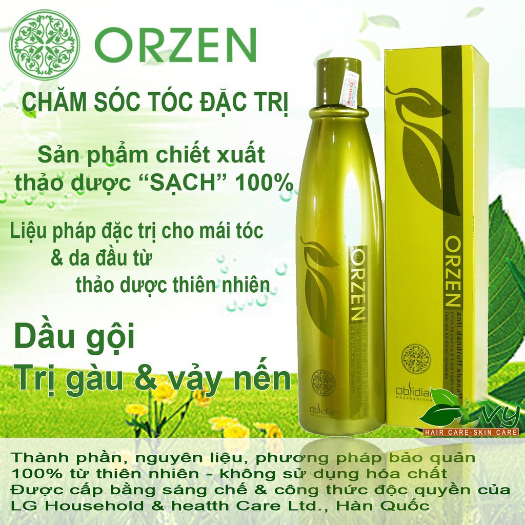 Dầu gội giảm gàu, vảy nến Orzen Anti Dandruff Shampoo Obsidian Hàn Quốc 320ml tặng kèm móc khoá