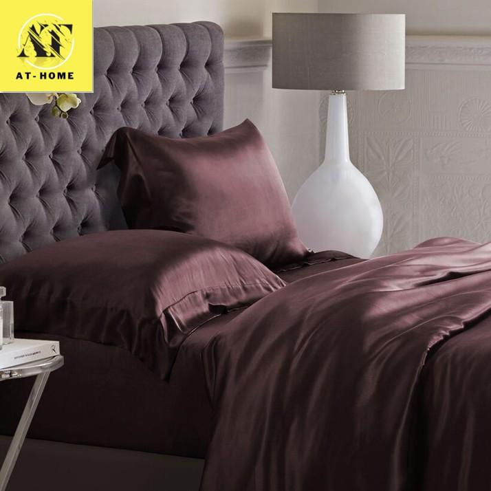 Drap Giường Ga Giường Lẻ Phi Lụa Thương hiệu LAN PHAM BEDDING Mát Mịn - Màu Nâu Socola
