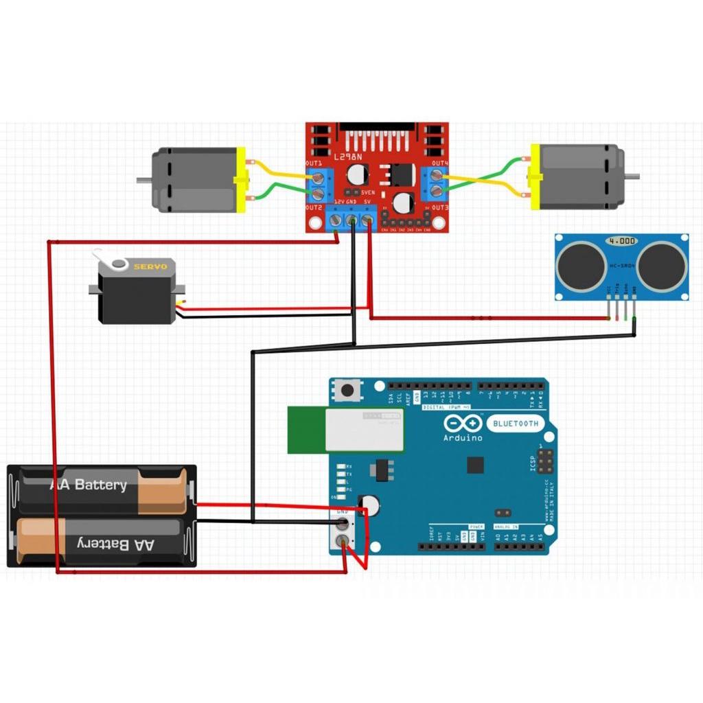 Combo xe 3 bánh tránh vật cản Arduino