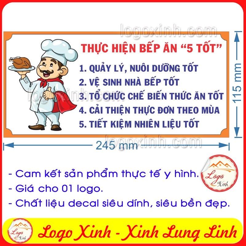 LOGO TEM STICKER BẢNG THỰC HIỆN BẾP ĂN 5 TỐT DÙNG CHO TRƯỜNG HỌC, QUÁN ĂN, CƠ QUAN, NHÀ XƯỞNG...