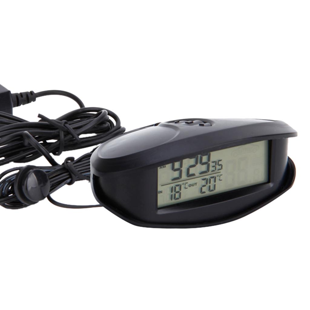 LED Car Clock 12/24-Hour Thermometer Car Inside Outside Temperature Meter Digital Battery Voltage Monitor DC 9~18V Voltmeter