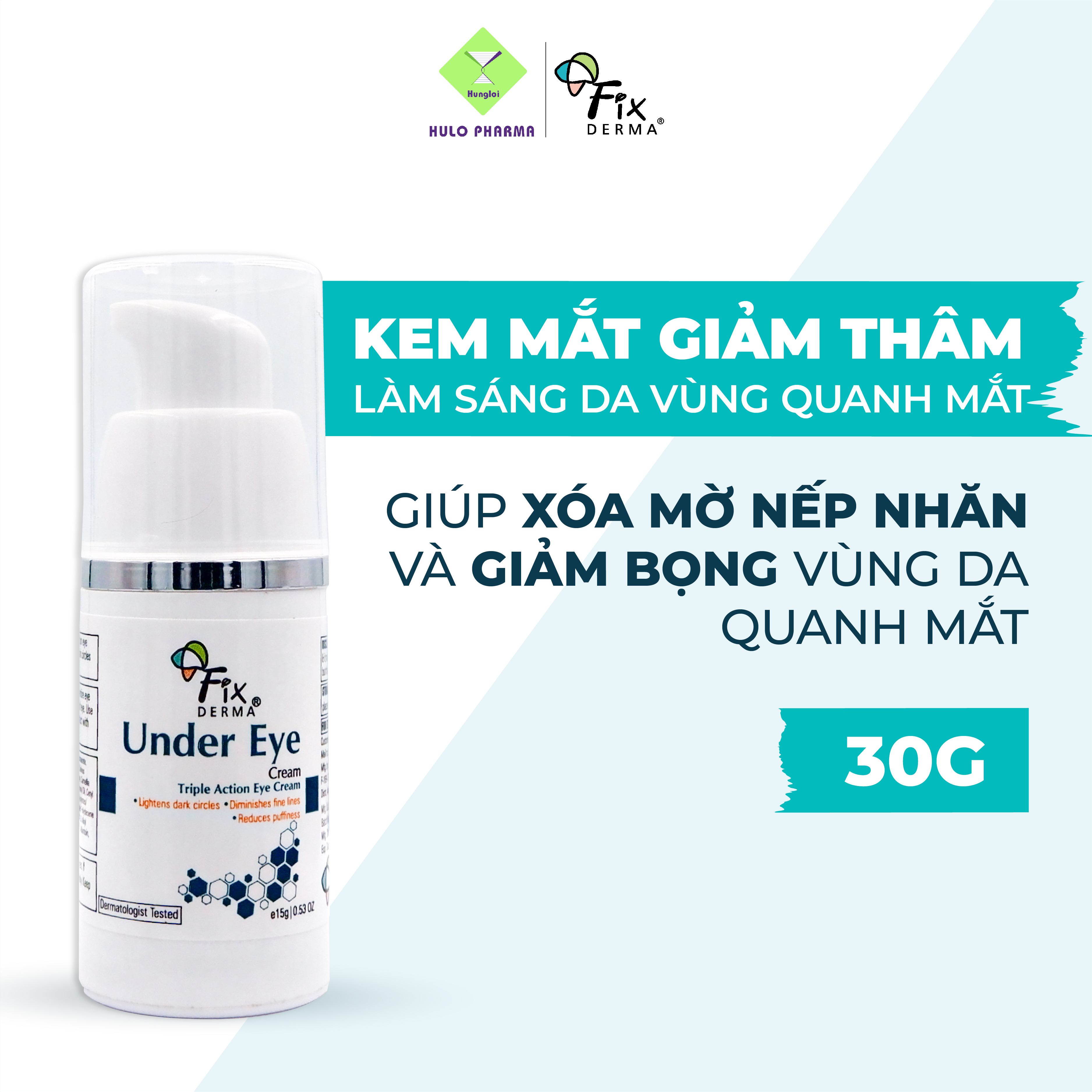 Kem Giảm Thâm Quầng Mắt, Giảm Bọng Mắt, Sáng Da Chống Lão Hóa Vùng Da Mắt Fixderma Under Eye Cream 15g