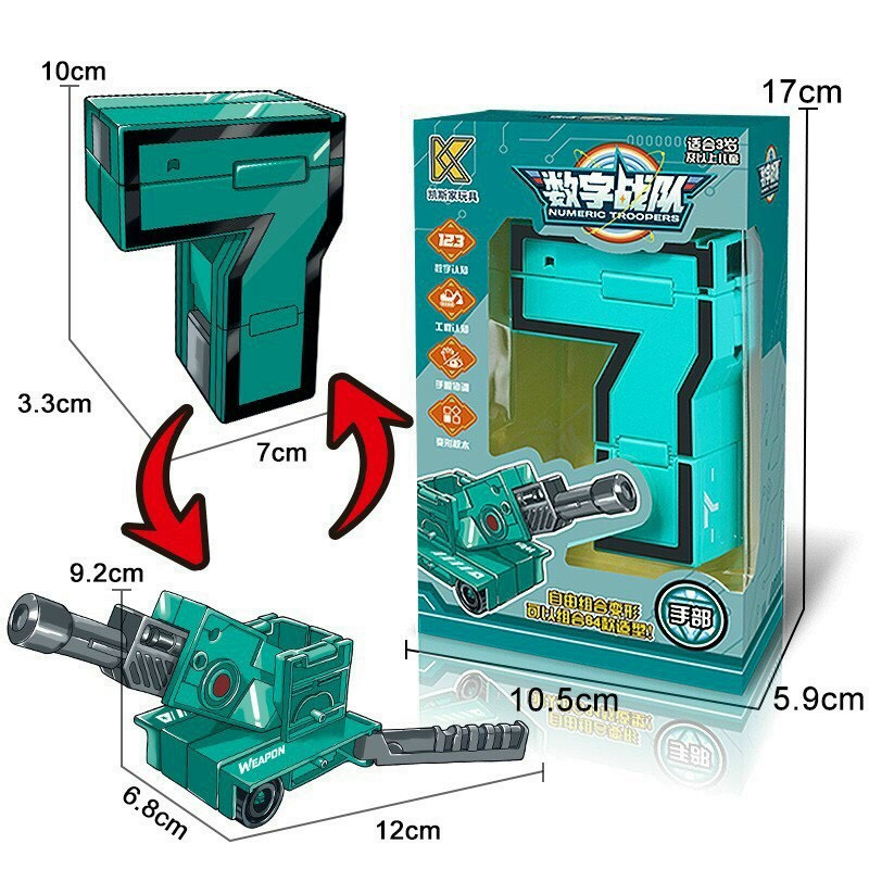 LOẠI TO - Số Biến Hình - Xe Lắp Ráp - Robot Biến Hình Số 0 1 2 3 4 5 6 7 8 9 Loại Bự - 5 Số Lắp Ghép Được 1 Robot - 10 Số Lắp Ghép Robot To - Đồ Chơi Trẻ Em HT SYS