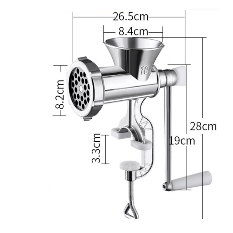 Máy Xay Thịt Bằng Tay Đế Kẹp Bàn - Cối Xay Thịt Quay Tay Đa Năng Không Gỉ, Nhỏ Gọn, Tiện Dụng