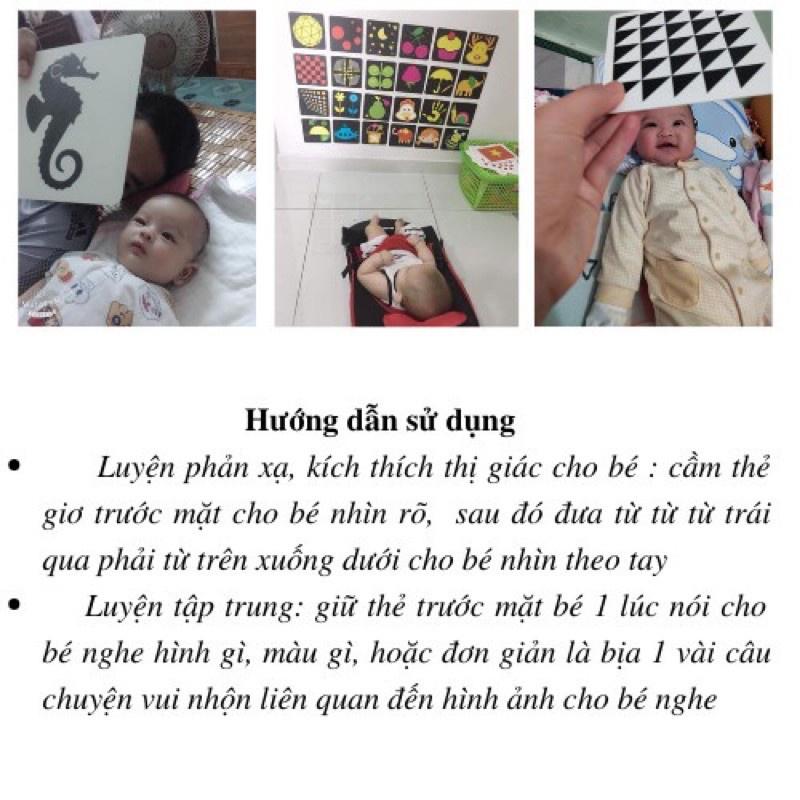 Bộ thẻ Flashcard kích thích thị giác cho bé 0 - 16 tháng phát triển não bộ