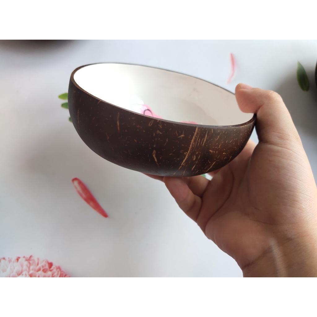 Bát Gáo Dừa Đựng Sữa Chua Hoa Quả Smoothie Siêu Ngon Họa Tiết Hoa Sen