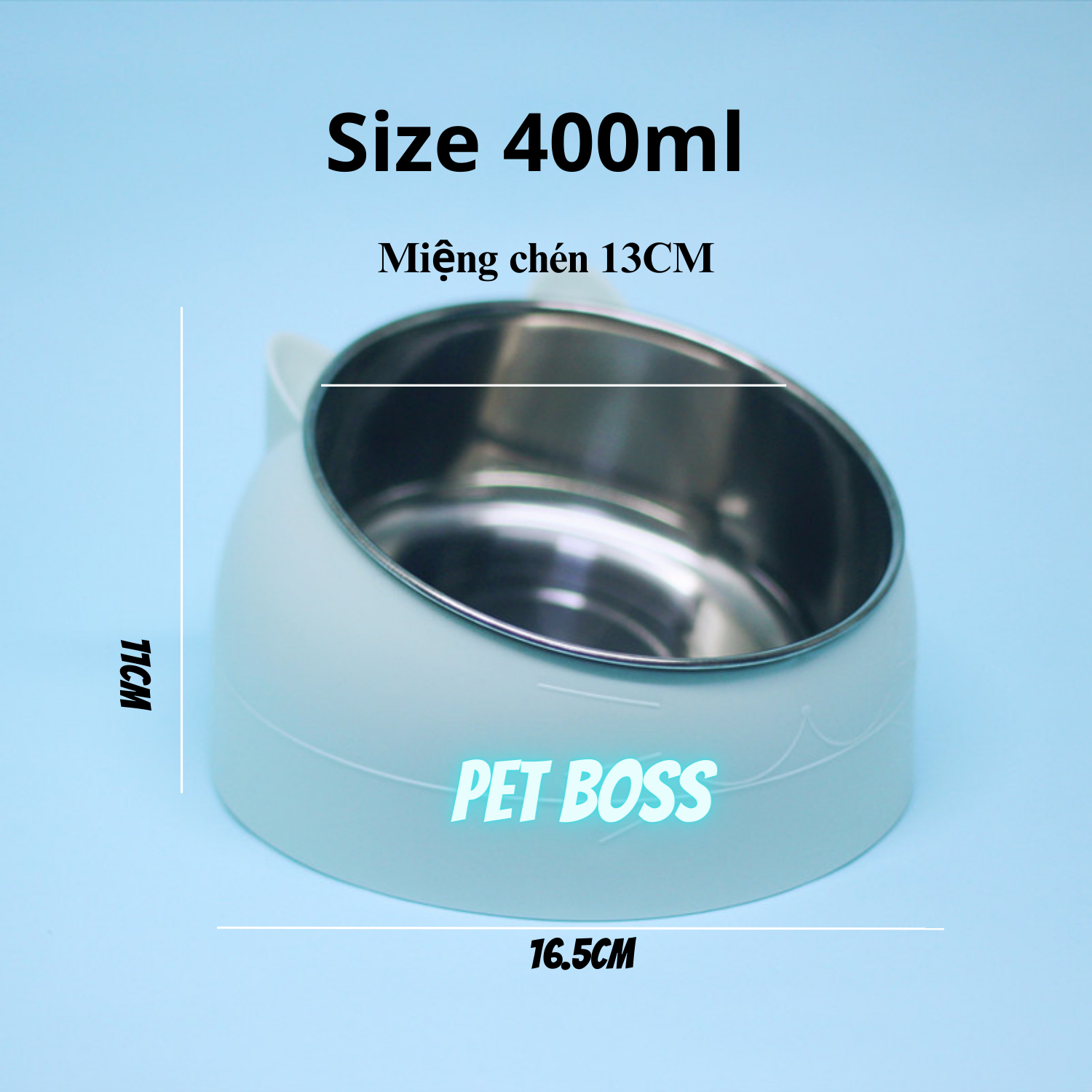 BÁT ĐƠN INOX CHỐNG GÙ ,3 SIZE CHO THÚ CƯNG