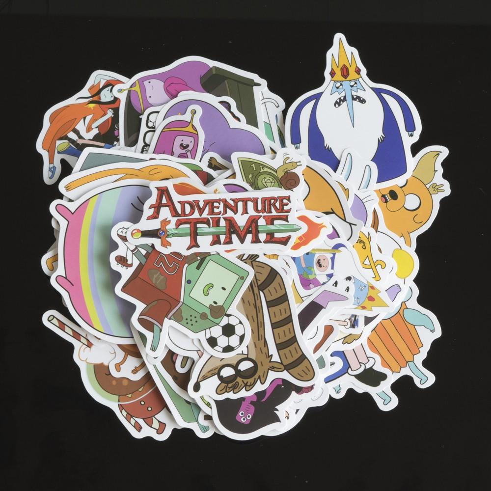 Bộ 50 sticker dán chủ đề adventure time trang trí laptop, vali, xe máy, xe đạp, ván trượt, đàn, mũ bảo hiểm,skateboard