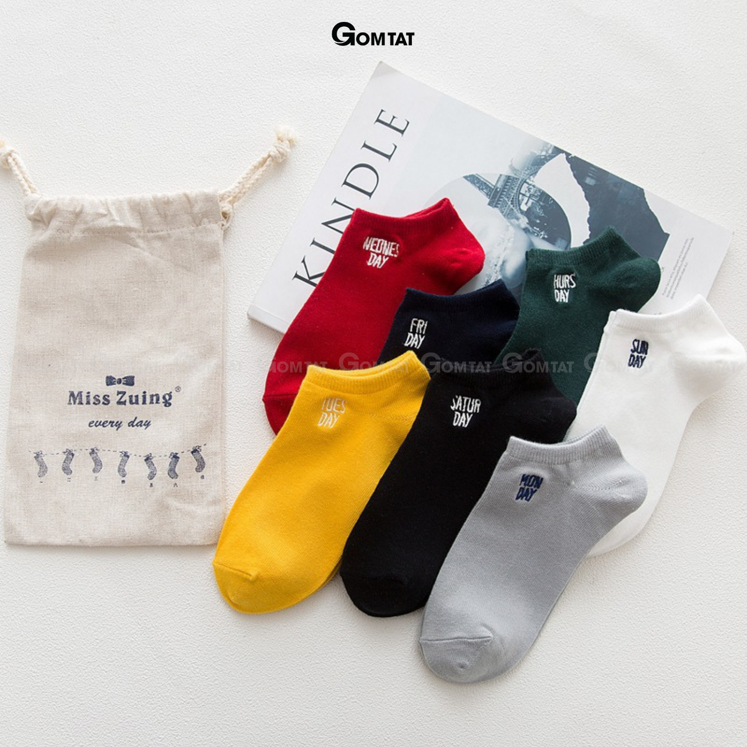 Set 7 đôi Vớ cổ ngắn nữ chất liệu cotton cao cấp, tất nữ cổ thấp 7 đôi sử dụng 7 ngày - VOTUAN-NU02