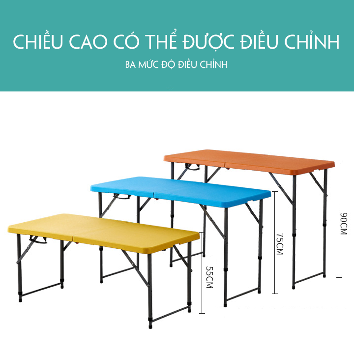 Bàn gấp gọn ngoài trời - Bàn Ăn Du Lịch, Dã Ngoại Gấp Gọn Siêu Tiện Ích, KT 122x61 cm.