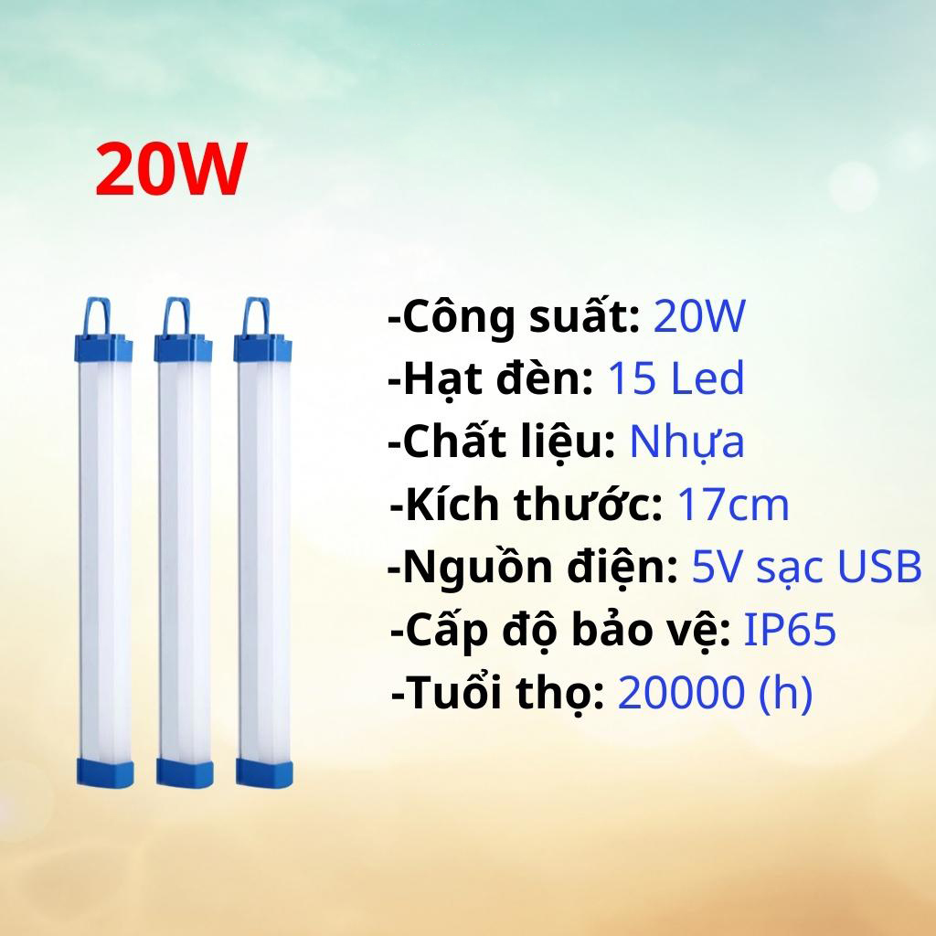 Đèn Led Chiếu Sáng Tích Điện 3 Chế Độ Sáng, 2 Đầu Có Nam Châm, Sạc USB, Mang Đi Cắm Trại, Dùng Khi Cúp Điện Tiện Lợi