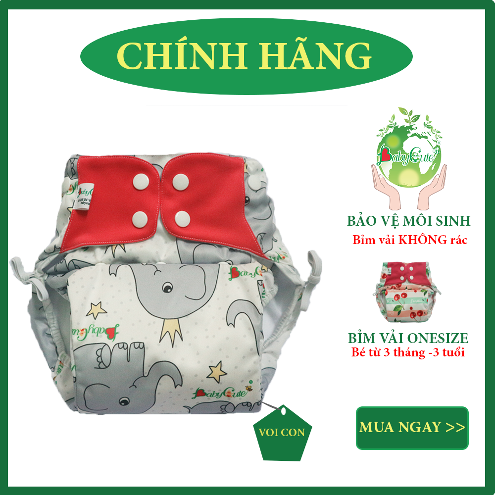 Tã vải BabyCute ban Đêm Siêu chống tràn - Mua 2 bộ tã size S (3-9kg) - Tặng 1 bỉm Cotton size 1 (5-10kg) - Giao mẫu ngẫu nhiên