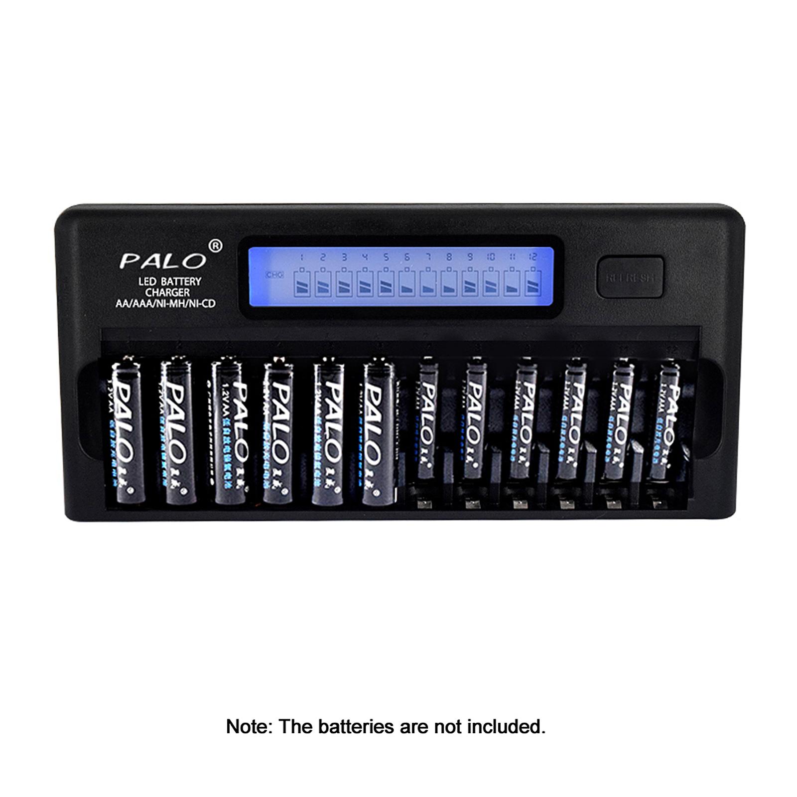 Bộ sạc pin thông minh đa năng PALO PL-NC30 Màn hình LCD 4 inch sạc thông minh nhanh chóng w / 12 Khe cắm pin cho 1.2V 