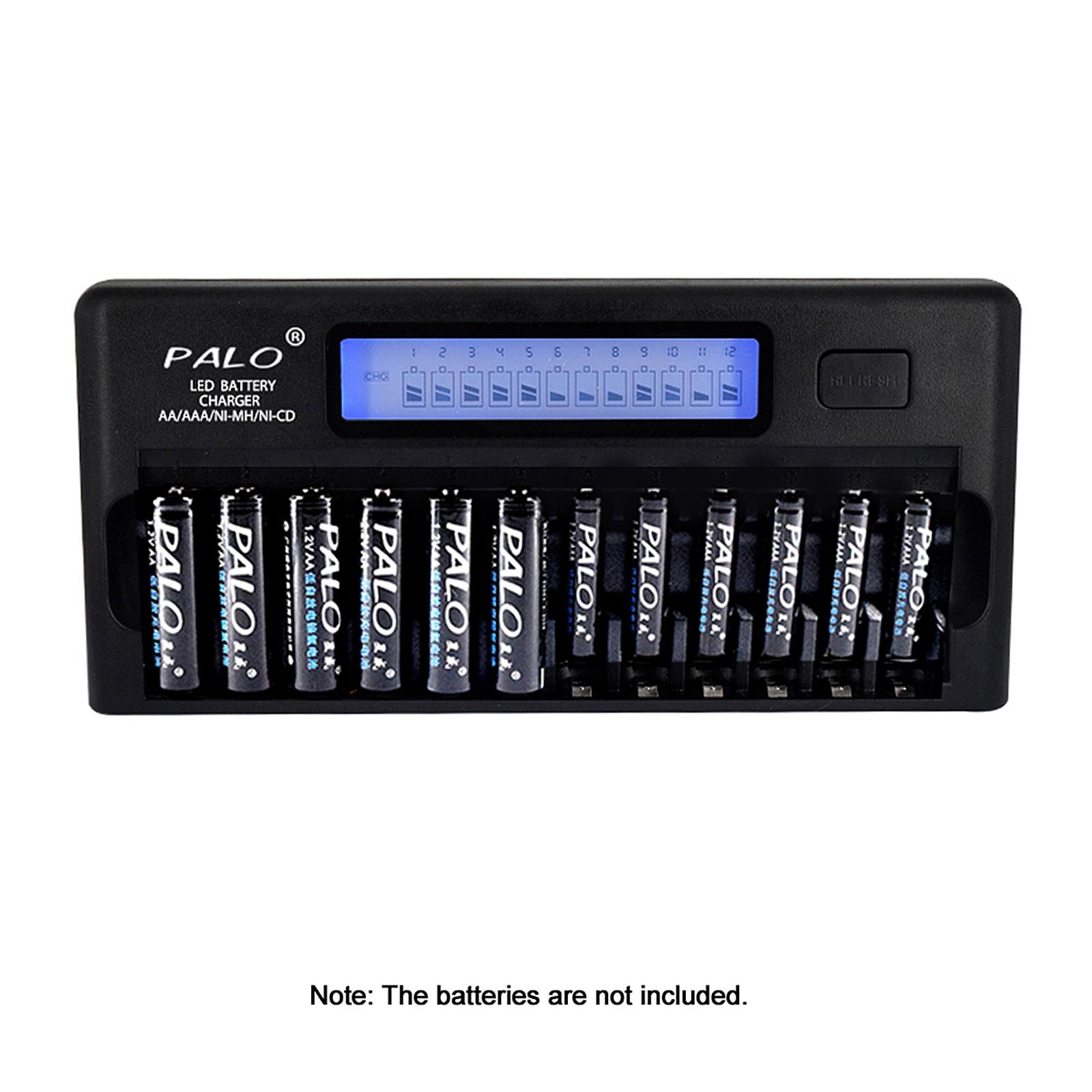 Bộ sạc pin thông minh đa năng PALO PL-NC30 Màn hình LCD 4 inch sạc thông minh nhanh chóng w / 12 Khe cắm pin cho 1.2V