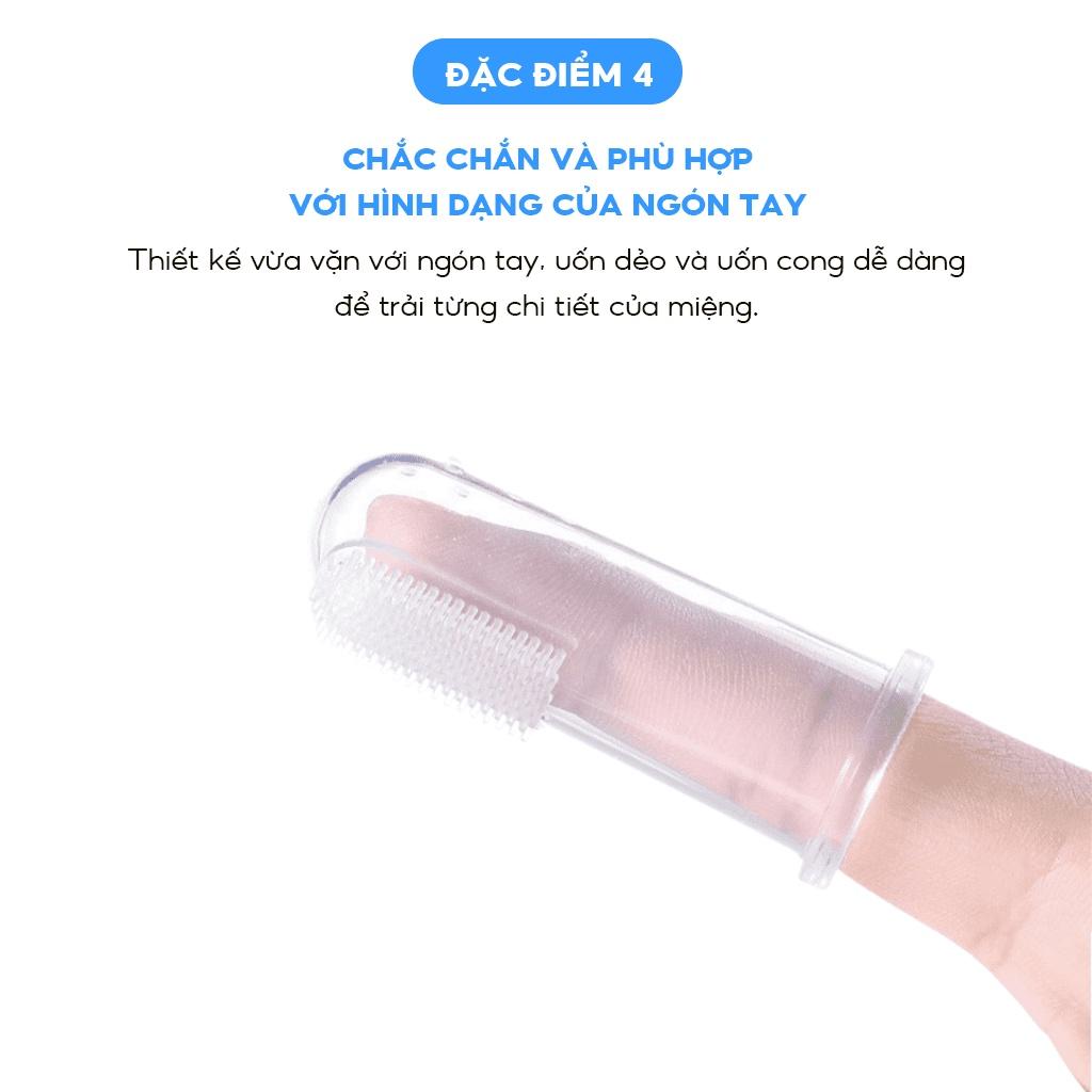 Bàn chải xỏ ngón silicon Midkid cho bé từ 1 tuổi, tưa lưỡi trẻ em mềm mại, an toàn, có hộp đựng sạch sẽ và tiện lợi