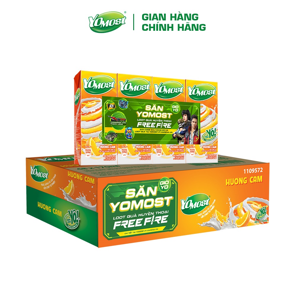 Thùng 48 Hộp Sữa Chua Lên Men Tự Nhiên Yomost Vị Cam